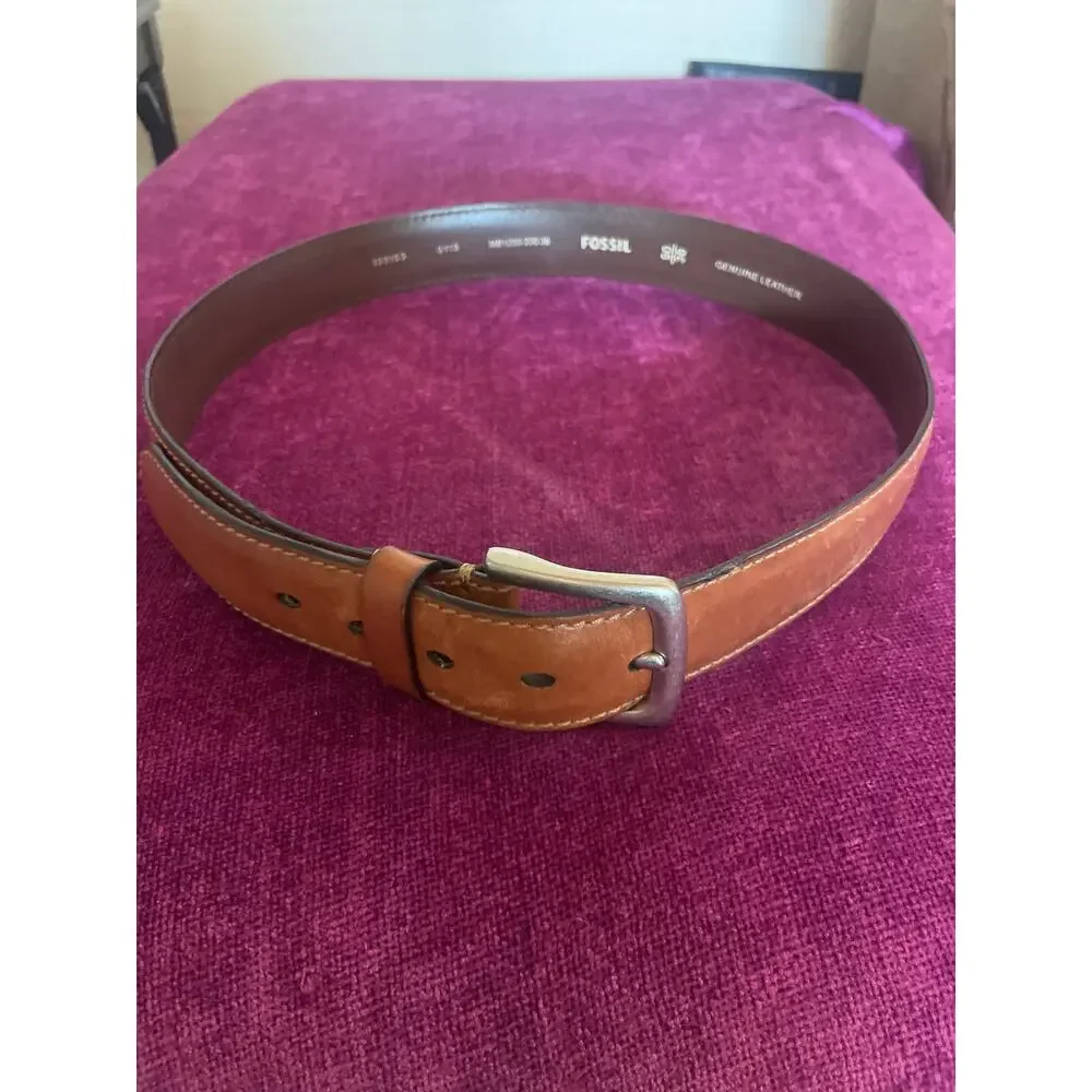 FOSSIL Aiden Leather Belt Men's Brown / Tan Pre-Owned 90/36 1.5 Inch Width